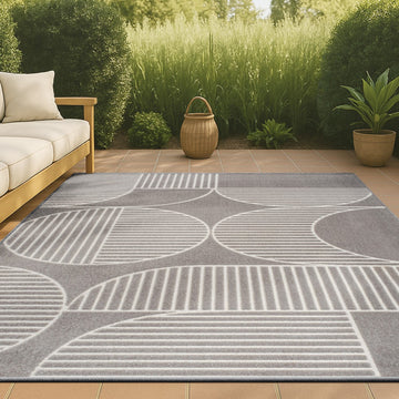 Nordby Geometric Arch Scandi Striped Area Rug